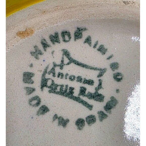 Hand-Painted Ceramic Bowl From Spain With Vibrant Blue Orange & Yellow Patterns - Picture 2 of 16